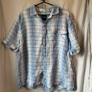 Tommy Bahama Blue and White Casual Button Down Shirt